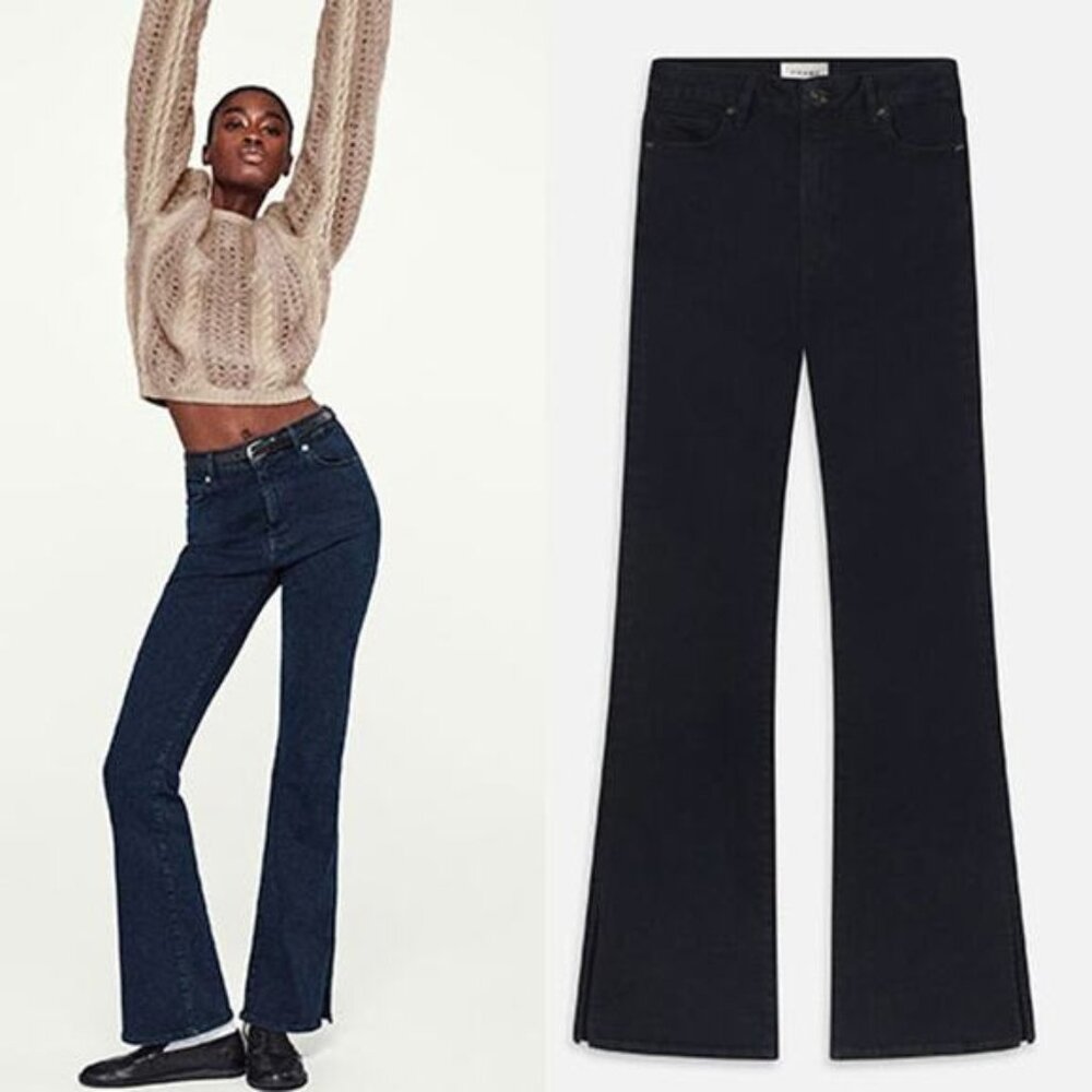 NWT Frame Le Mini Boot Outseam Slit High-Rise Denim Jeans Pants Slow Days Sz 30
